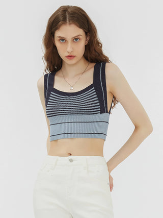 Sleeveless Striped Fitted Knit Top