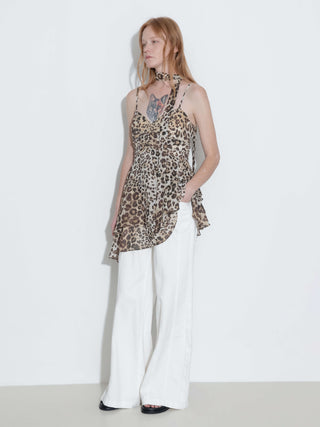 Leopard Print Cami Top with Scarf