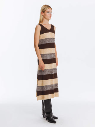 Contrast Striped Knitted Sleeveless Dress