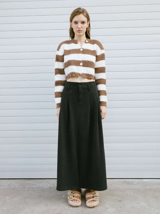 High Waist A-line Straight Long Skirt