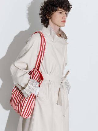 Funnel Neck Colorblock Cuff Trench Coat