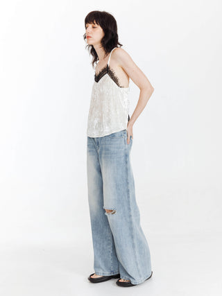 High Waist Wide Leg Distressed Jeans