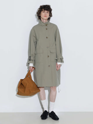 High Collar Long Trench Coat