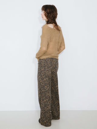 Leopard Wide Leg Denim Jeans