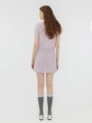 Thin Lace Knit Cardigan and Mini Skirt Set