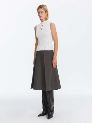 High Waist Pleated A-line Skirt