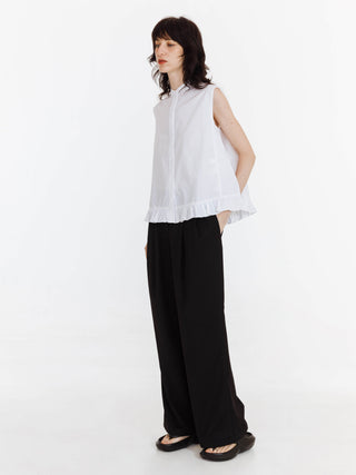 Sleeveless Casual Top with Ruffled Hem