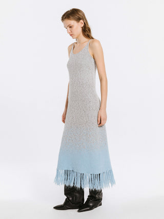 Gradient Knitted Maxi Dress with Wool Blend