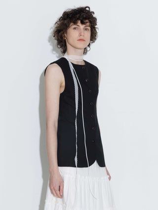 Fitted Buttoned Round Neck Vest