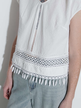 Hollow Out Drop-Shoulder Vest with Tassels