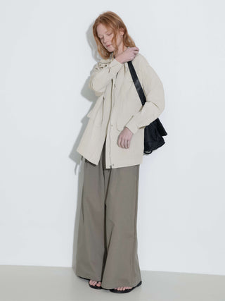 Oversized Funnel Neck Cropped Cargo Jacket