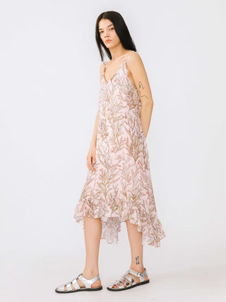 Chiffon Floral Ruffle Hem Sling Dress