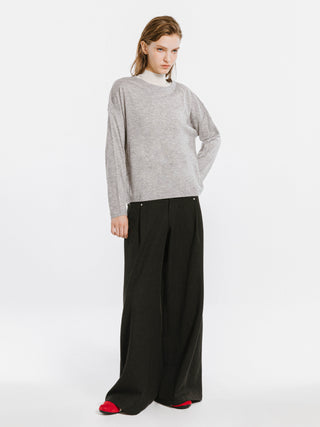 Crew Neck Long Sleeve Top with Wool Blend