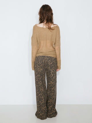 Leopard Wide Leg Denim Jeans