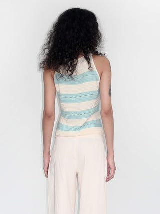 Cotton Stripe Crochet Tank Top