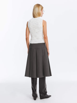 High Waist Pleated A-line Skirt