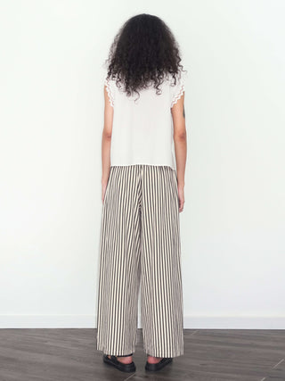 Elastic Waist Striped Straight Trousers