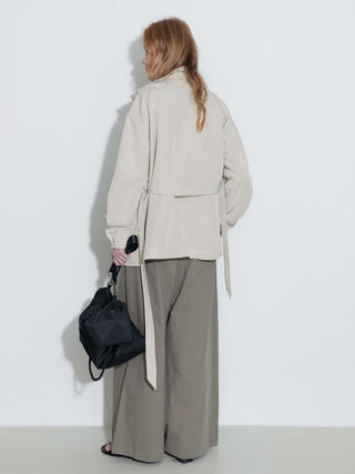 Oversized Funnel Neck Cropped Cargo Jacket