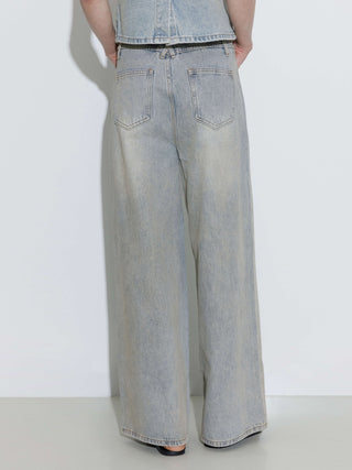 100% Cotton Straight-Leg Wide-Leg Jeans