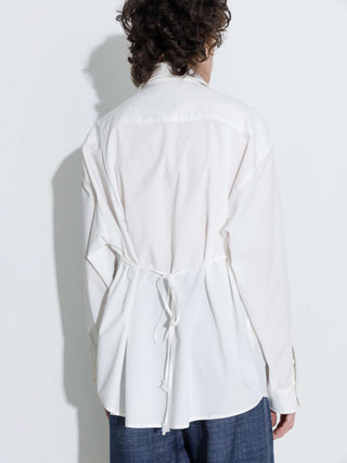 Drop Shoulder Oversized Shirt with Waist Tie