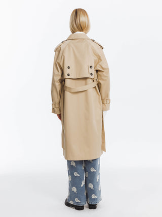 Double Breasted Cotton Blend Trench Coat