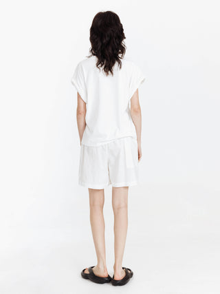 Round Neck White Casual T-shirt