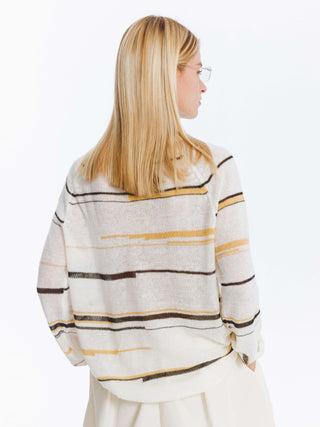 Striped Knit Long Sleeve Top with Wool Blend