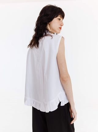 Sleeveless Casual Top with Ruffled Hem