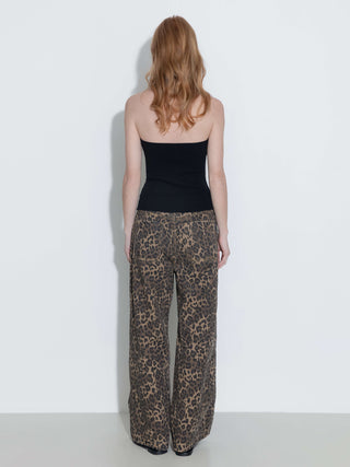 Leopard Wide Leg Denim Jeans