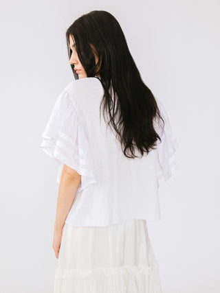 Loose Fit T-shirt with Ruffle Sleeves