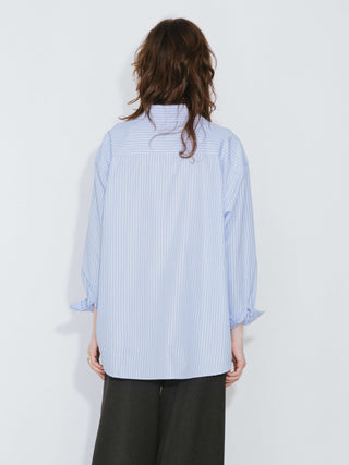 Loose Striped Shirt with Cord Embroidery