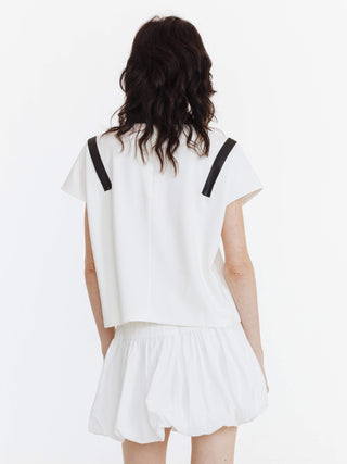 Contrast Lapel Dropped Shoulder T-shirt