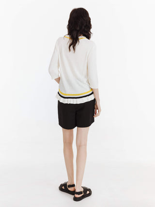 Hollow Three-quarter Sleeve Knit Top