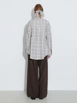 100% Cotton Embroidered Lace Checkered Oversized Shirt