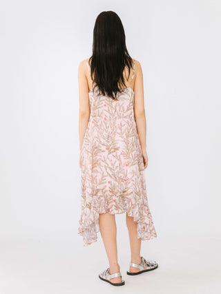 Chiffon Floral Ruffle Hem Sling Dress