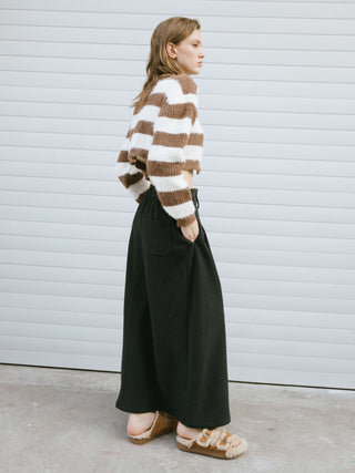 High Waist A-line Straight Long Skirt