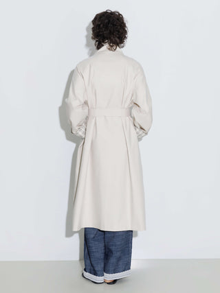 Funnel Neck Colorblock Cuff Trench Coat