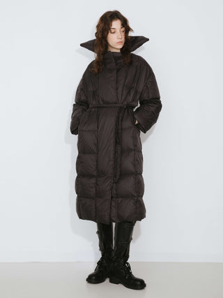 Long Down Coat with Boxy Fit