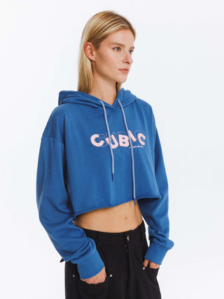 CUBIC Print Hooded Cropped Sweatshirt