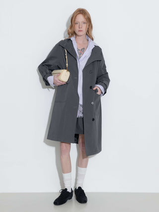 High Collar Long Trench Coat