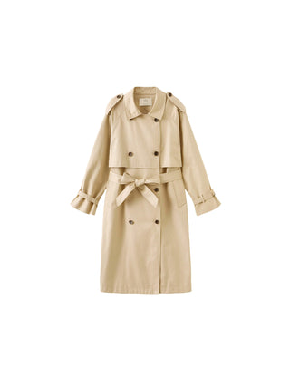 Double Breasted Cotton Blend Trench Coat