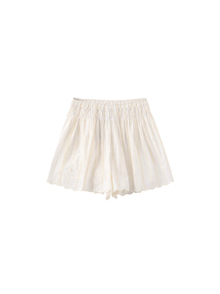 100% Cotton Lace-Trim Elasticated Mini Skirt