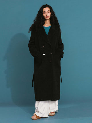 ONE BY CUBIC Straight Wool Blend Long Coat