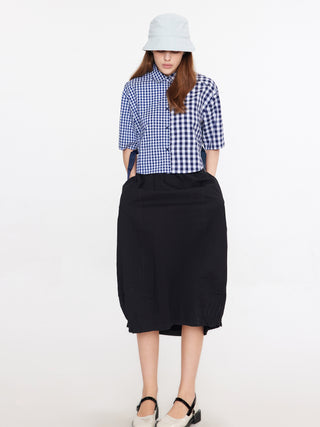 Elasticated Waist A-line Midi Skirt