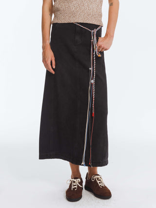 High Waisted A-line Denim Skirt