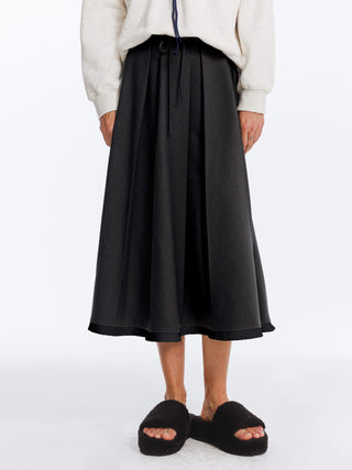 A-line Pleated Skirt with Ruffles Hem