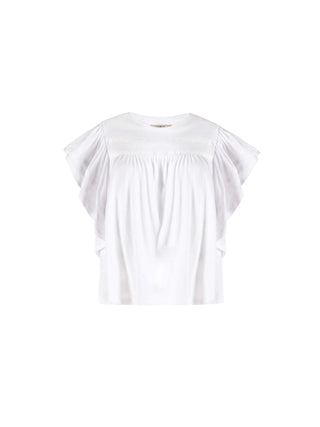 Loose Fit T-shirt with Ruffle Sleeves