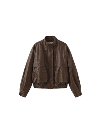 Caramel Dark Brown Leather Cargo Jacket