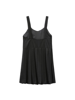 Thick Strap Pleated Short Dress