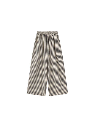 Elastic Waist Striped Straight Trousers